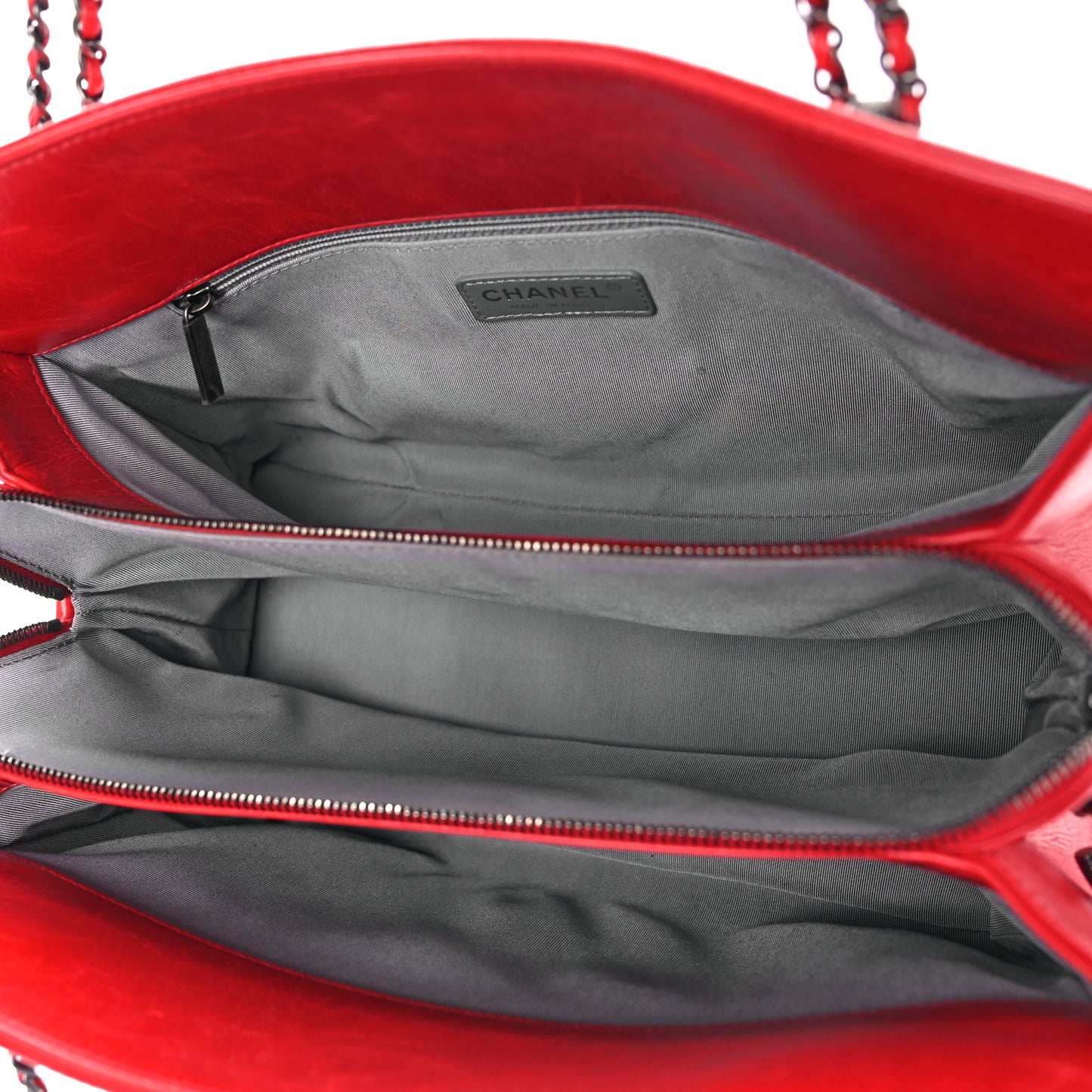 Glazed Calfskin Quilted Korean Garden Tote Red