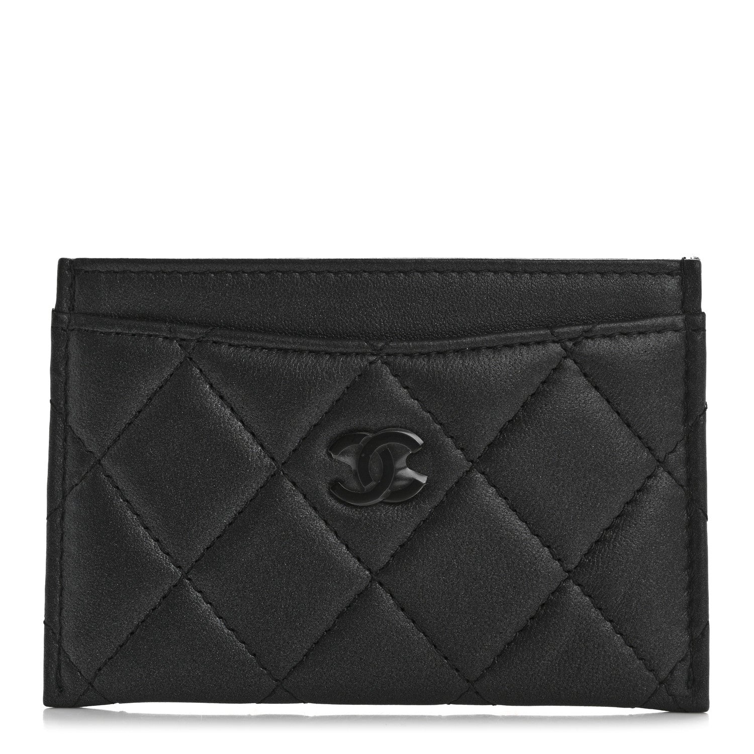 Chanel Pearly Lambskin Quilted Card Holder So Black 1 of 9