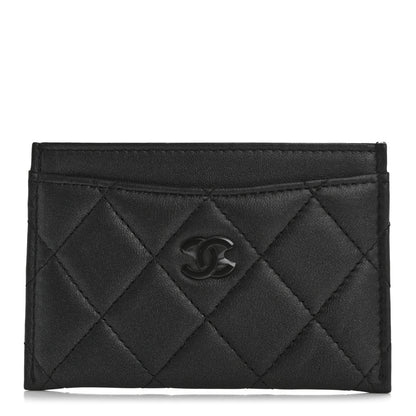 Chanel Pearly Lambskin Quilted Card Holder So Black 1 of 9