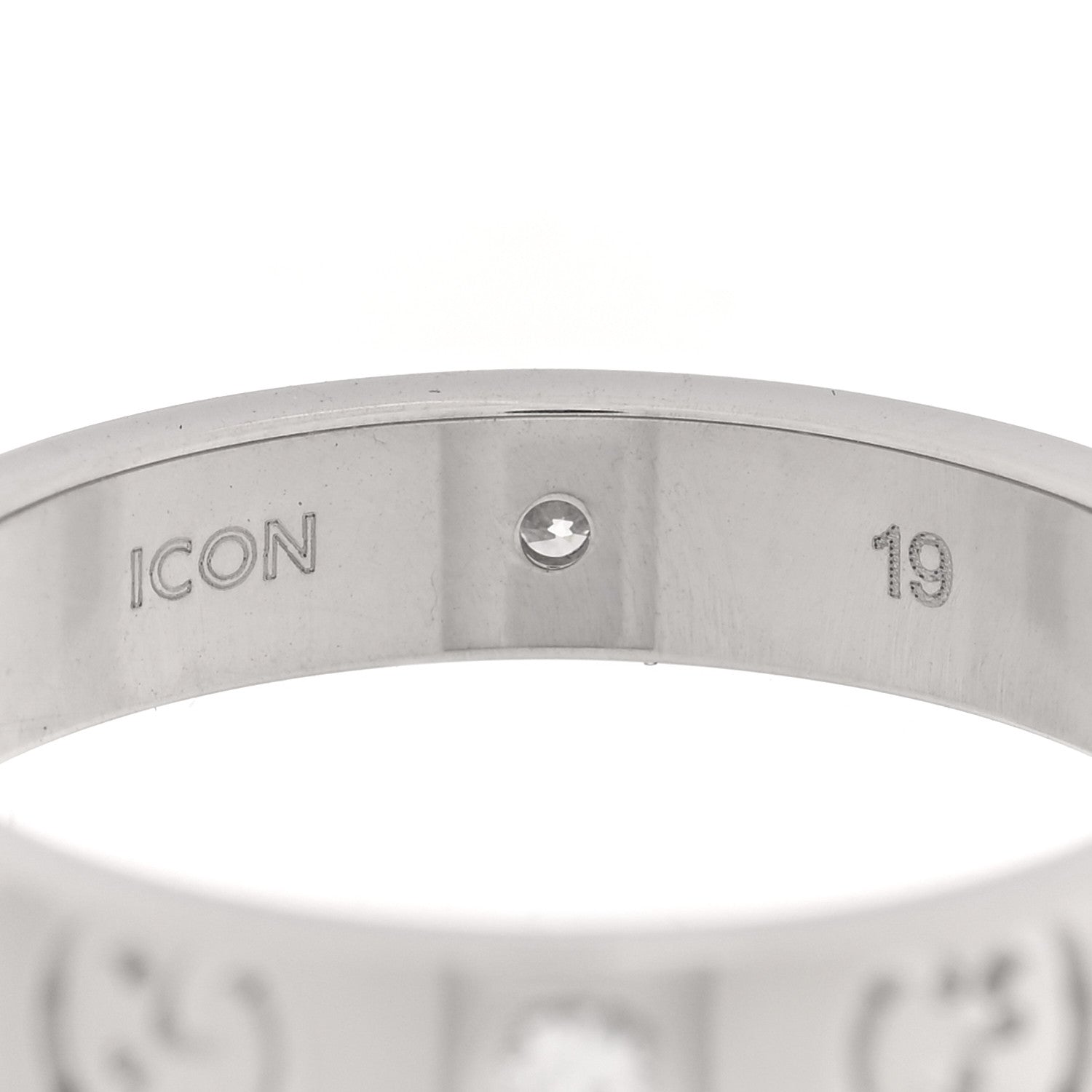 Gucci 18K White Gold Diamond Icon Band Ring 59 8.75 5 of 5