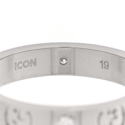 Gucci 18K White Gold Diamond Icon Band Ring 59 8.75 5 of 5