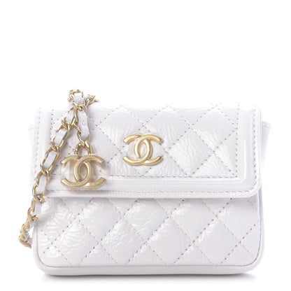 Chanel Shiny Aged Calfskin Quilted Waist Belt Bag White 1 of 13