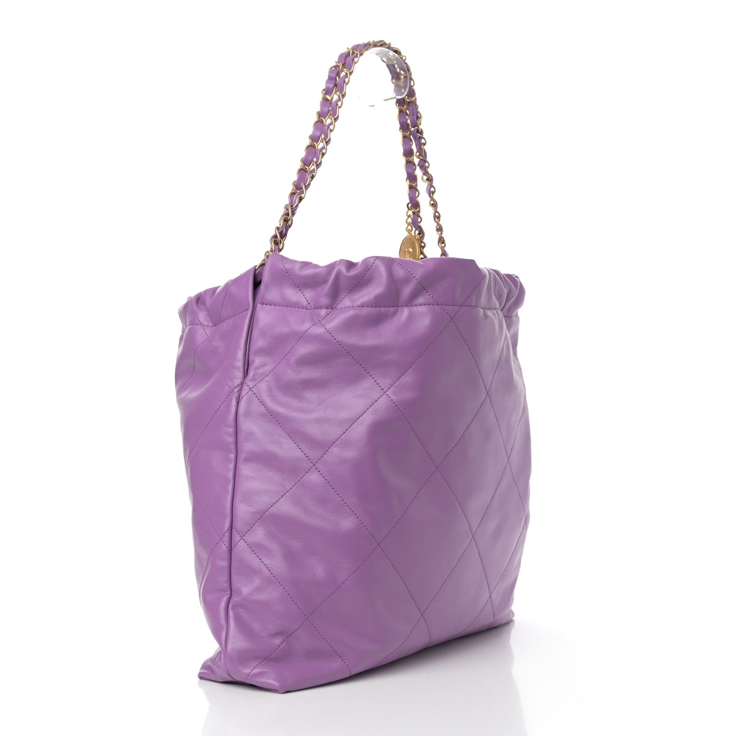 Shiny Calfskin Quilted Chanel 22 Purple