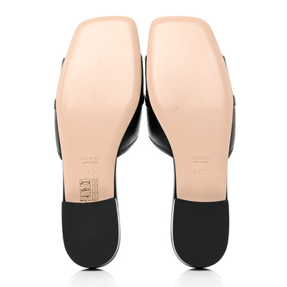 Gucci Nappa Horsebit Flat Slide Sandals 38.5 Black 5 of 9