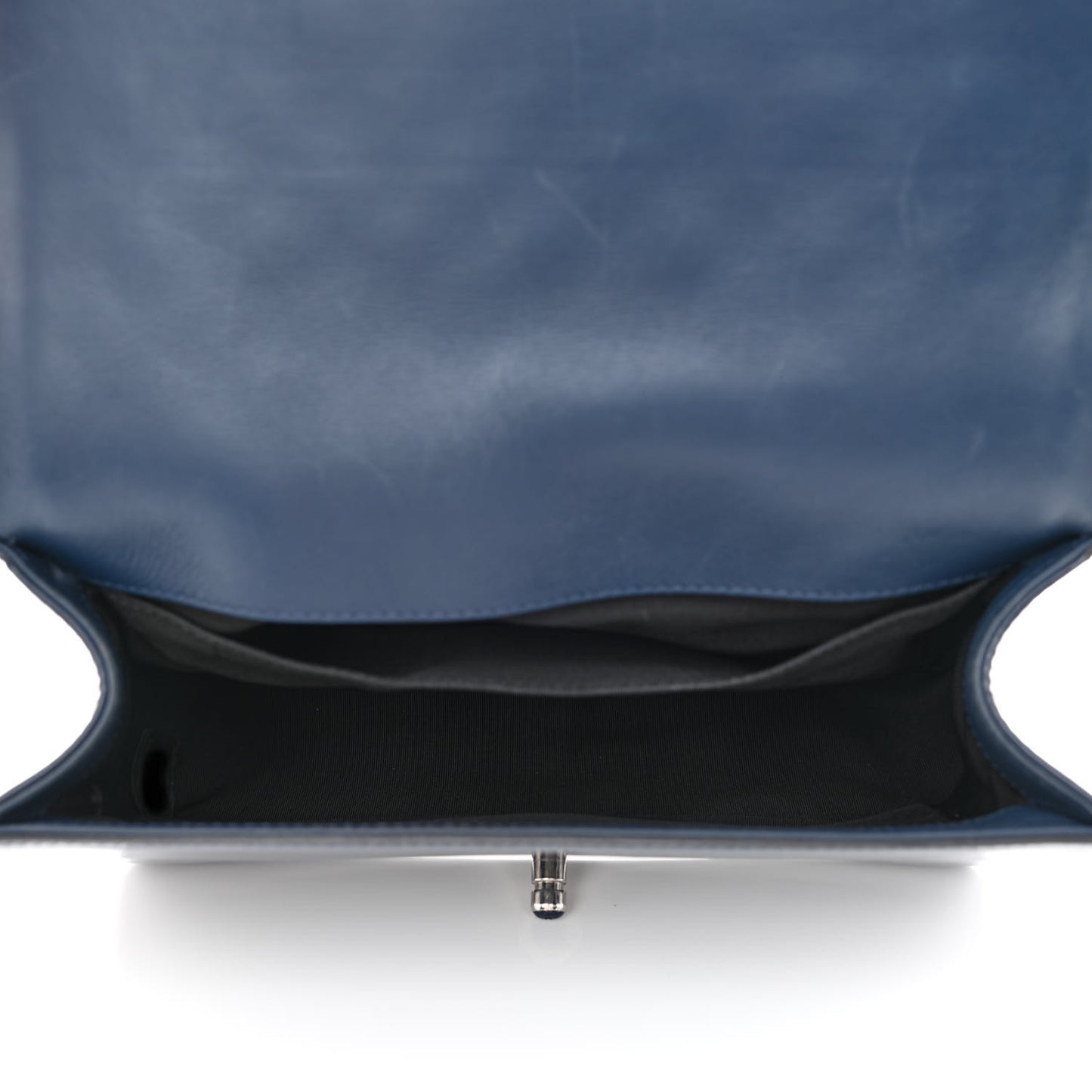 Patent Calfskin Quilted Medium Plexiglass Boy Flap Blue