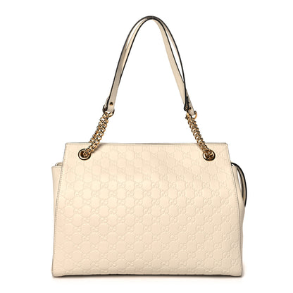 Gucci Guccissima Signature Large Shoulder Tote Bag Mystic White 1 of 10