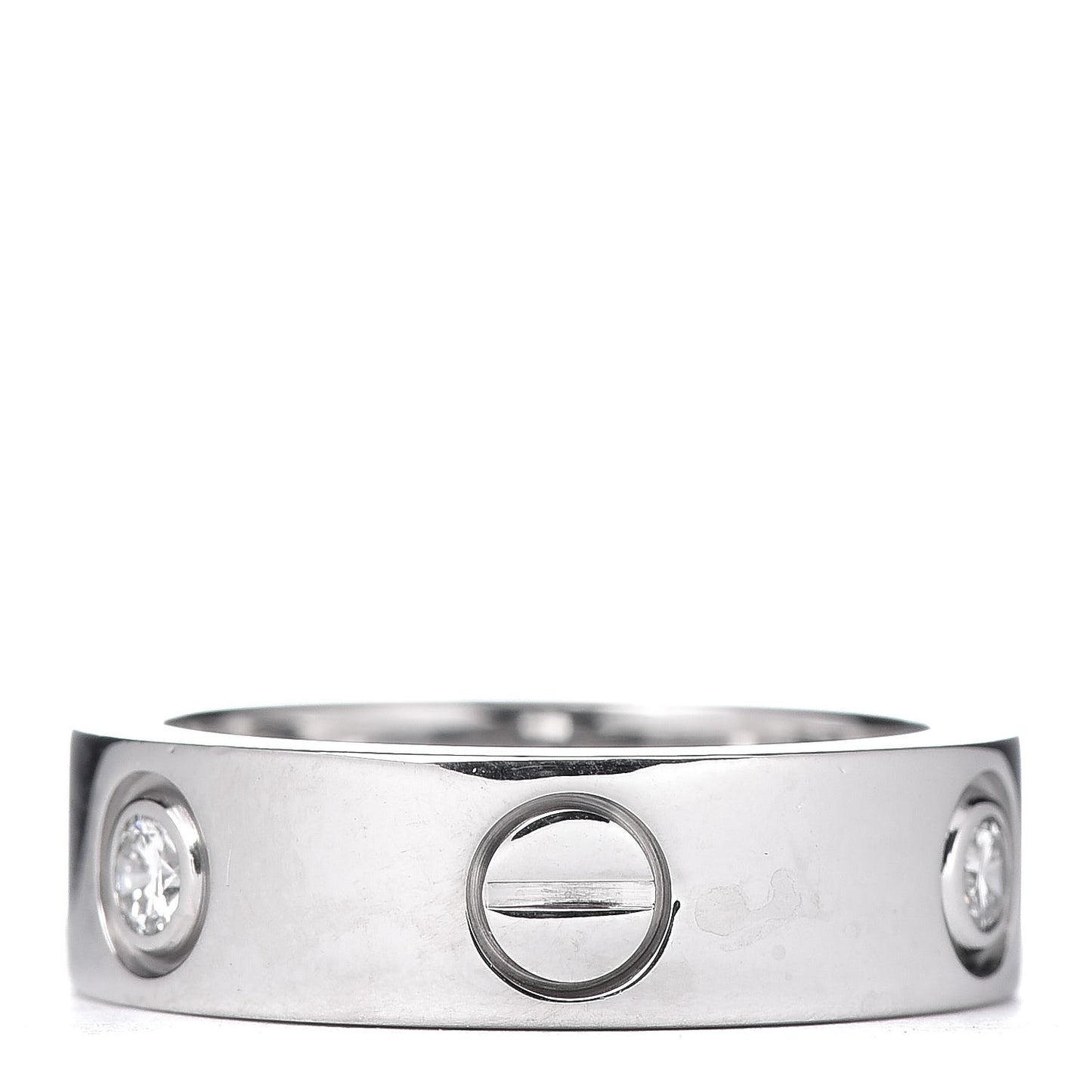 18K White Gold 3 Diamond 5.5mm LOVE Ring 49 4.75