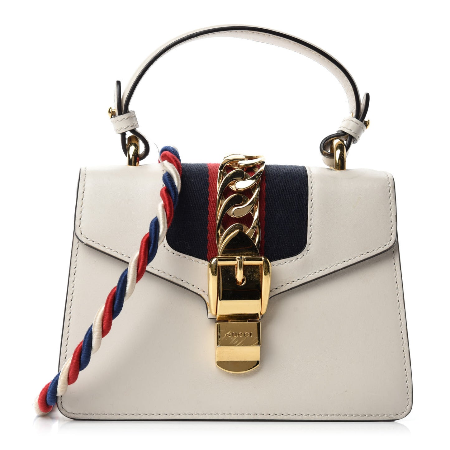 Calfskin Mini Sylvie Top Handle Bag White