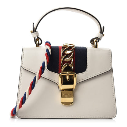 Gucci Calfskin Mini Sylvie Top Handle Bag White 1 of 15