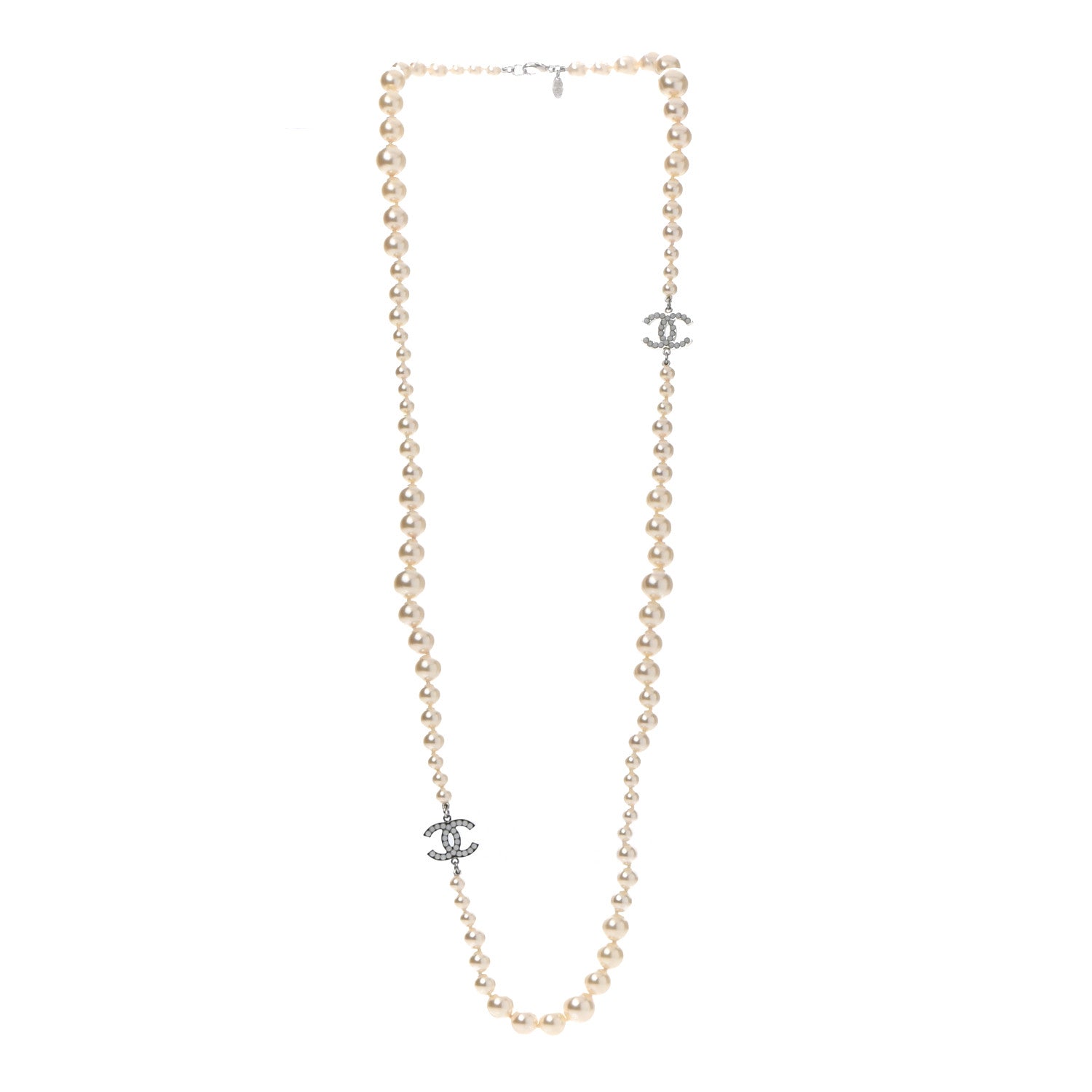 Chanel Pearl Multistrand CC Long Necklace Pearly White 3 of 6