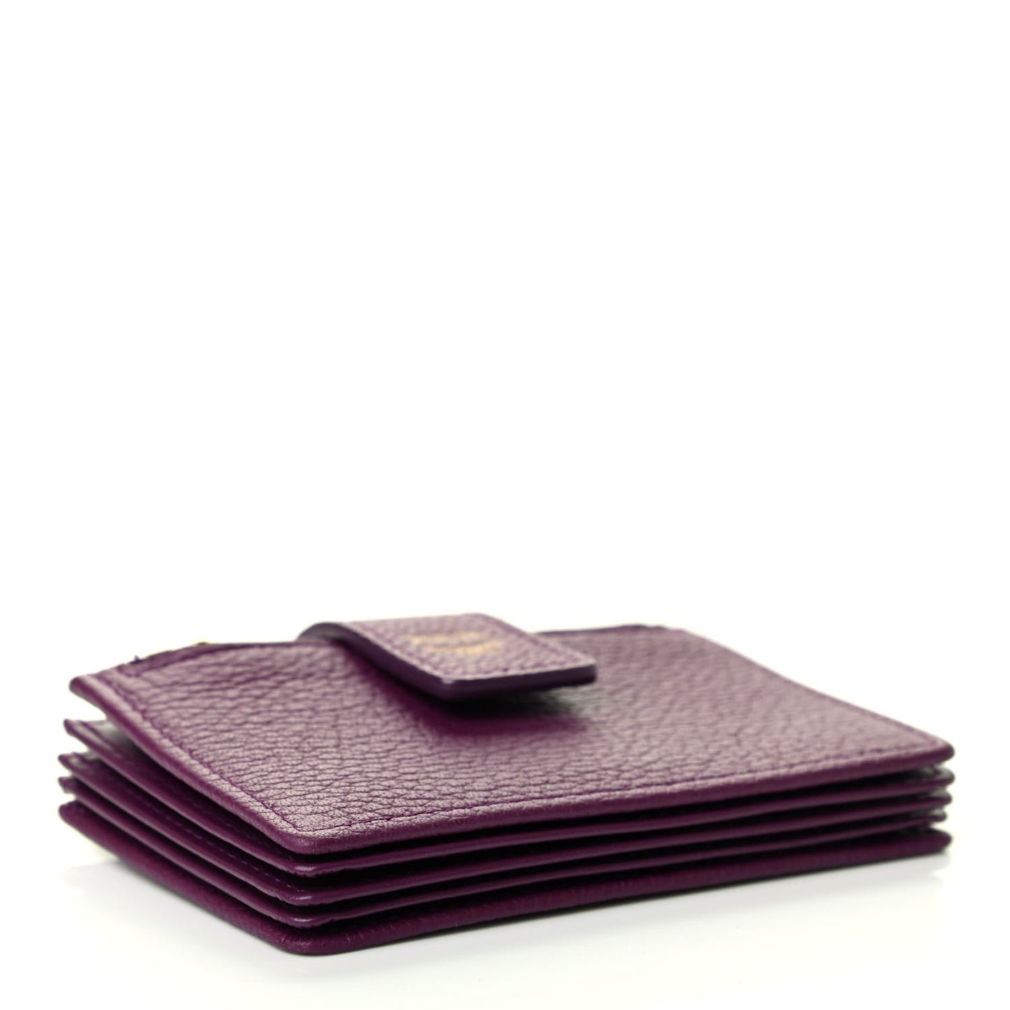 Grained Calfskin Milla Accordion Card Case Purple