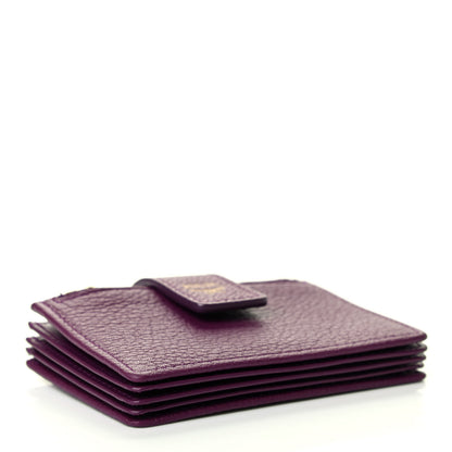 MCM Grained Calfskin Milla Accordion Card Case Purple 4 of 8