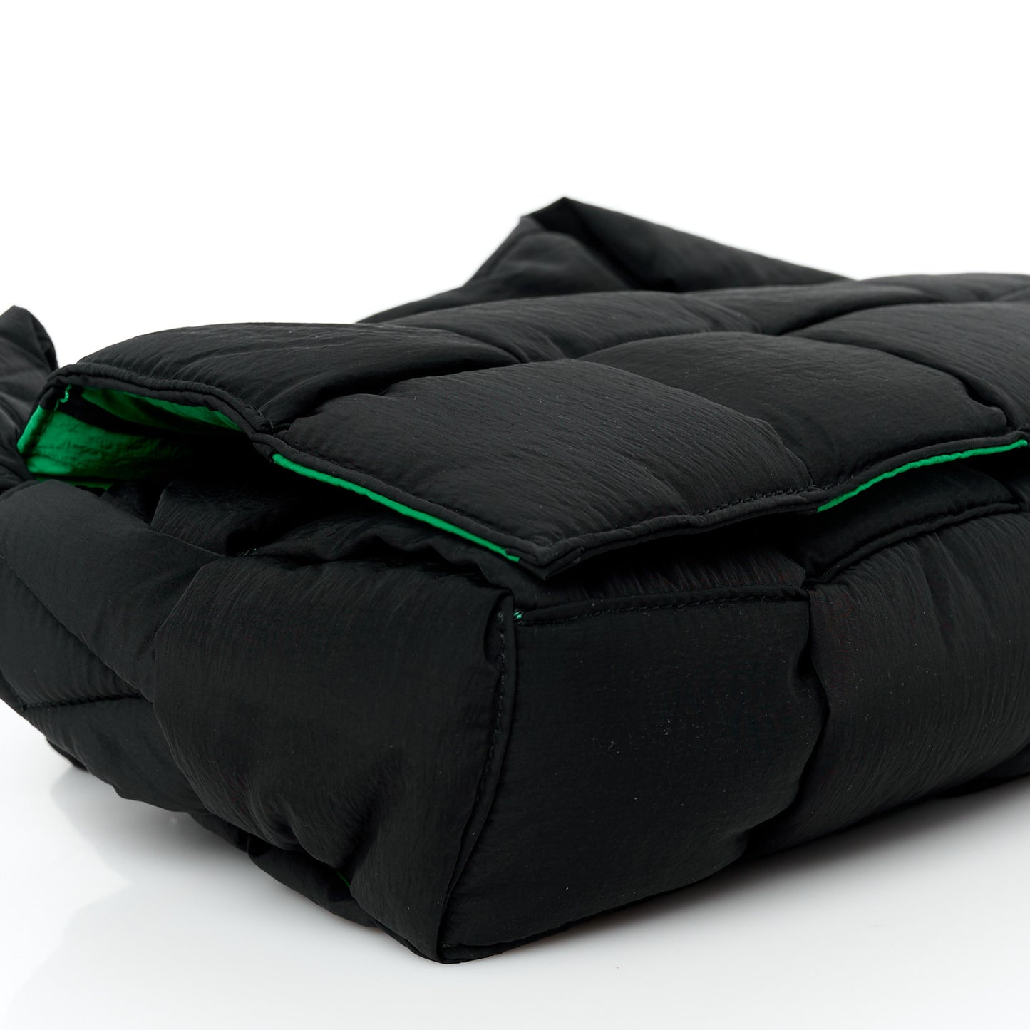 Nylon Intrecciato Padded Tech Cassette Bag Black Green