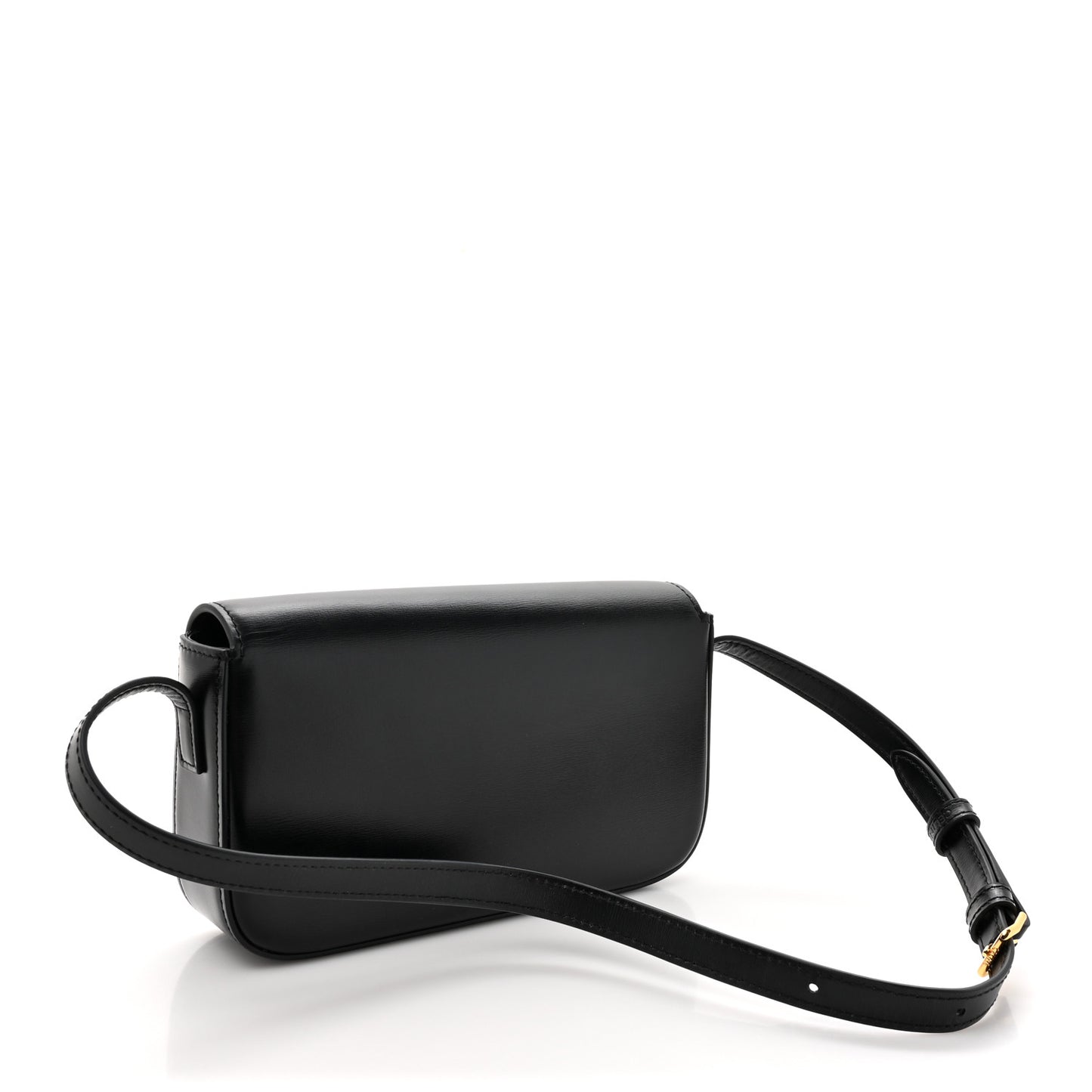 Shiny Calfskin Triomphe Shoulder Bag Black