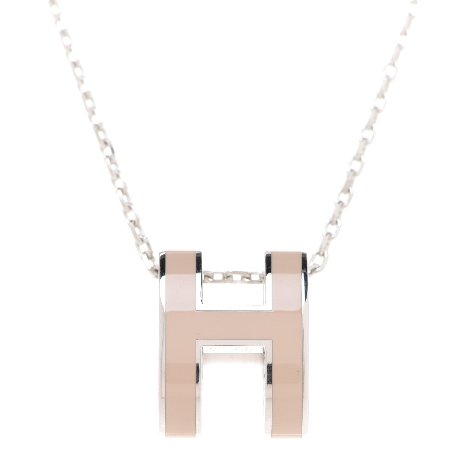 Hermes Lacquered Palladium Pop H Pendant Necklace Rose Sakura 4 of 8