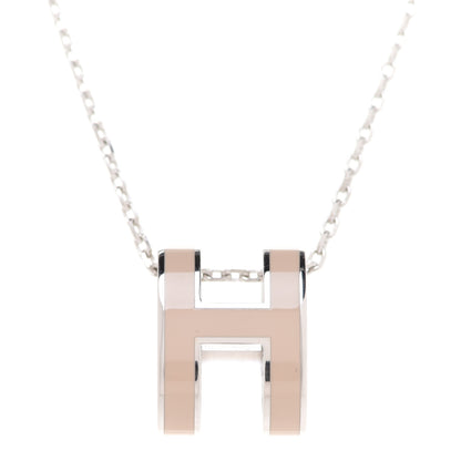 Hermes Lacquered Palladium Pop H Pendant Necklace Rose Sakura 4 of 8