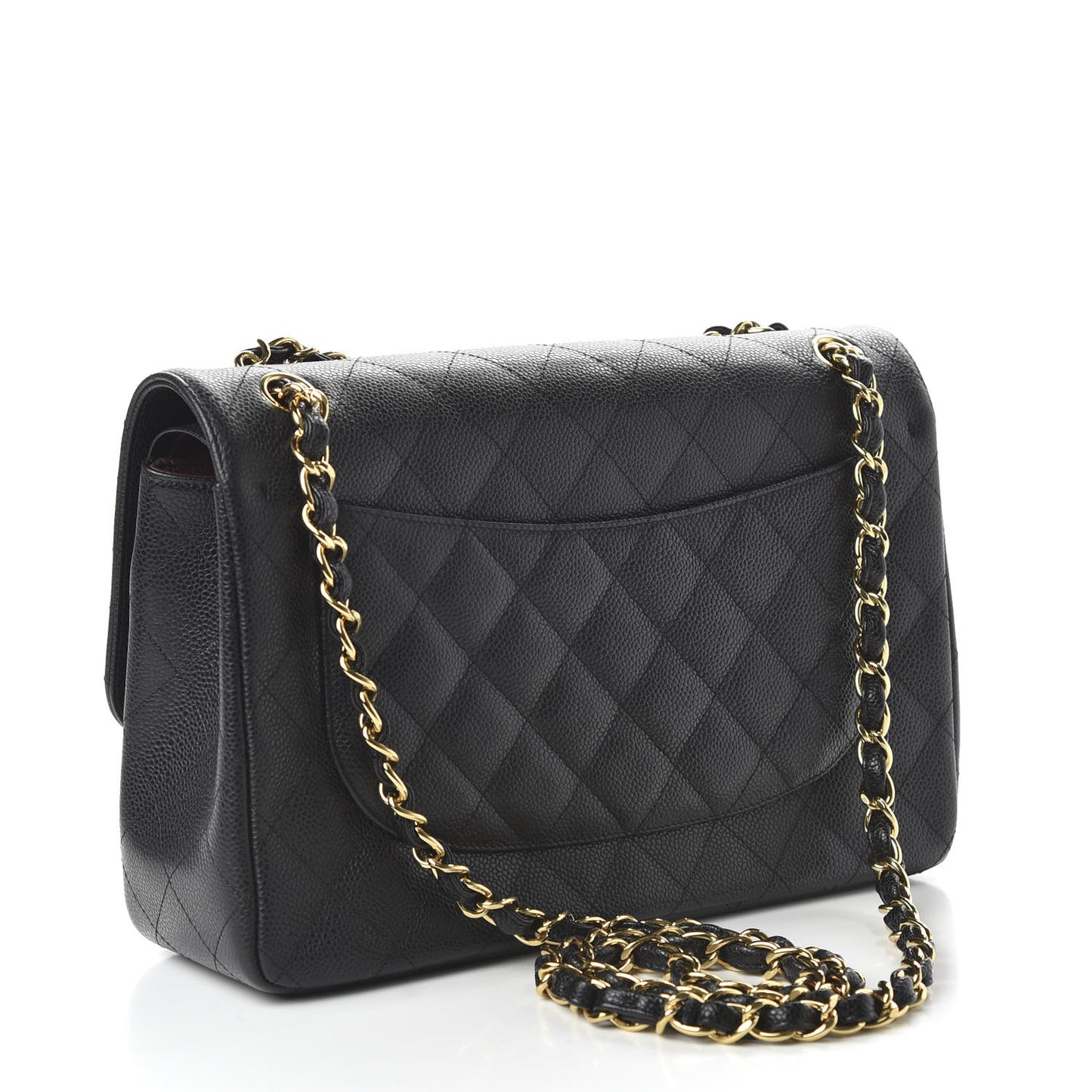 Caviar Quilted Jumbo Double Flap Black