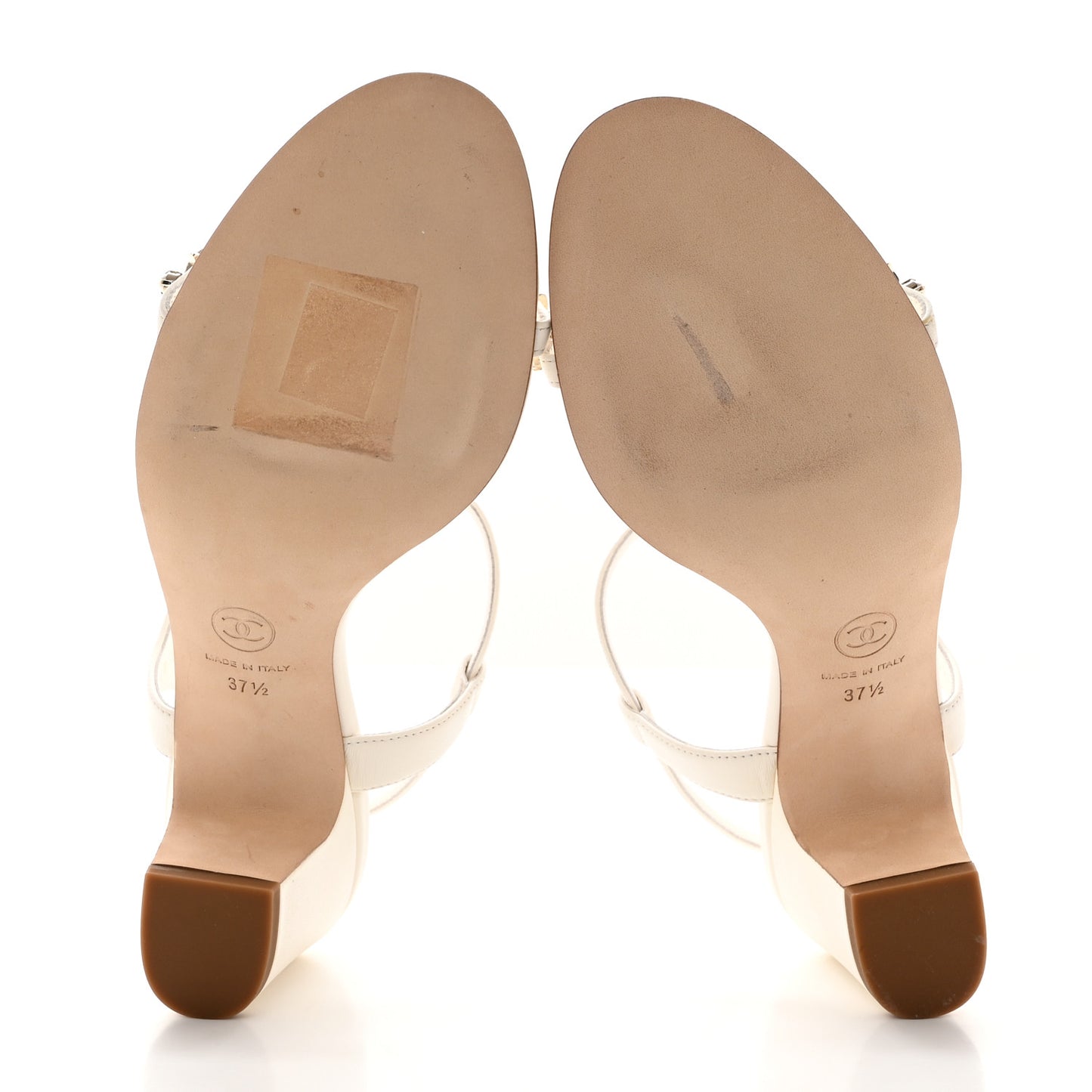 Lambskin Pearl CC Star Sandals 37.5 White