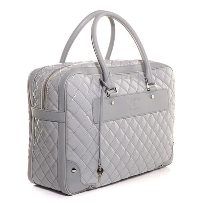 Chanel Vinyl Calfskin Viaggio Travel Bag Light Grey 3 of 8