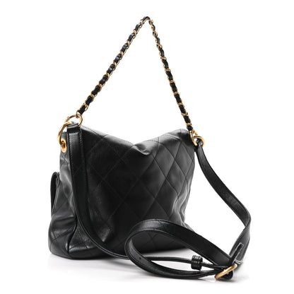 Chanel Shiny Calfskin Quilted Small Supple Twins Hobo Bag Black 3 of 10