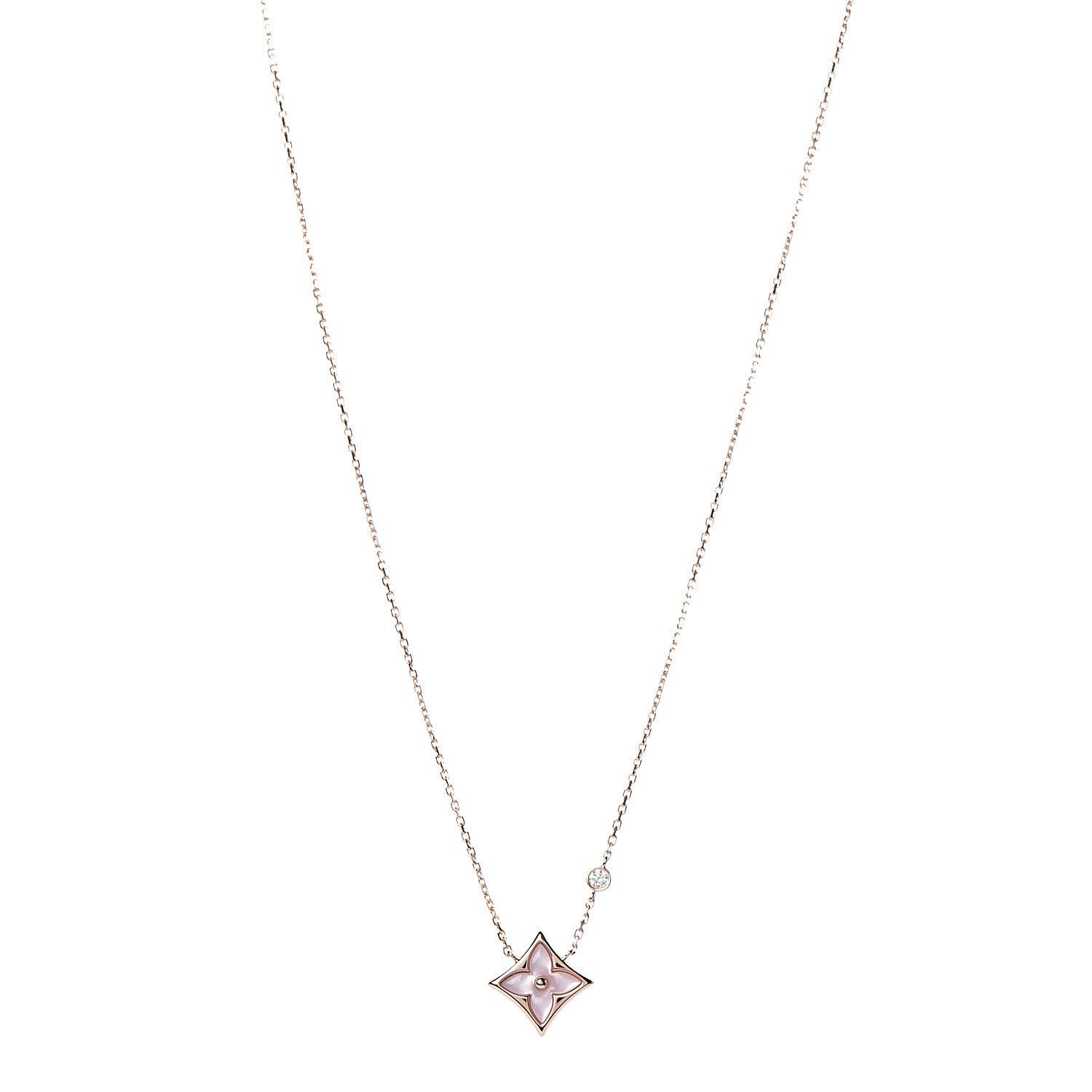 Louis Vuitton 18K Pink Gold Diamond Pink Mother of Pearl Color Blossom BB Star Pendant Necklace 1 of 7