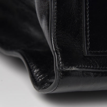Saint Laurent Cracked Shiny Calfskin Medium Souple Sac De Jour Duffle Black 10 of 13