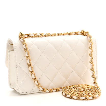 Chanel Lambskin Quilted Flap Phone Holder With Chain White 3 of 11
