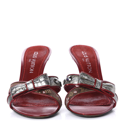 Louis Vuitton Satin Monogram Bow Mules 37 Marron 2 of 16