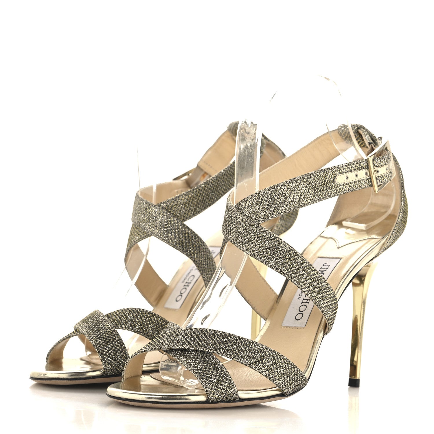 Jimmy Choo Glitter Lottie Sandals 39.5 Gold 2 of 8