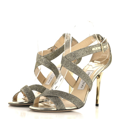 Jimmy Choo Glitter Lottie Sandals 39.5 Gold 2 of 8
