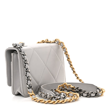 Chanel Lambskin Quilted Chanel 19 Wallet On Chain WOC Grey 3 of 16