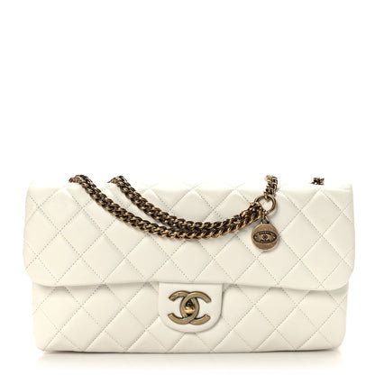 Chanel Calfskin Quilted Medium CC Crown Flap White 1 of 10