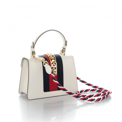 Gucci Calfskin Mini Sylvie Top Handle Bag White 5 of 9