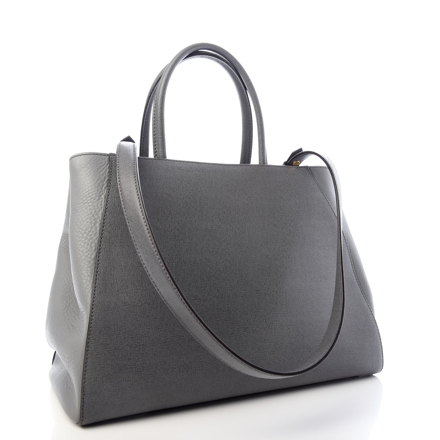 Fendi Vitello Elite Flamingo Regular 2Jours Tote Grigio Grigio Chiaro 3 of 9
