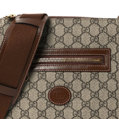 Gucci GG Supreme Monogram Azalea Calfskin Retro Interlocking G Flat Messenger Bag Beige Ebony Brown Sugar 8 of 16