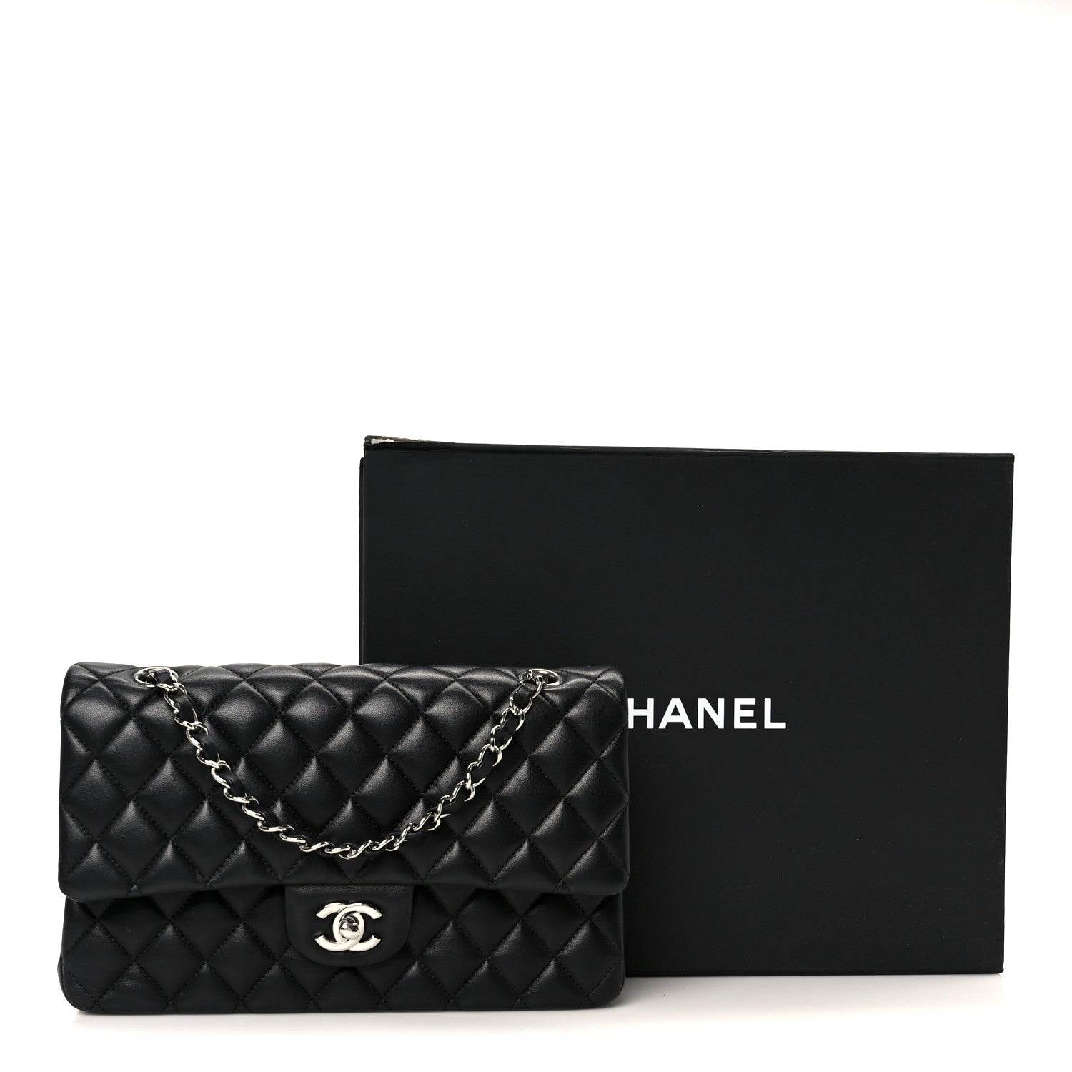 Chanel Lambskin Quilted Medium Double Flap Black 12 of 12