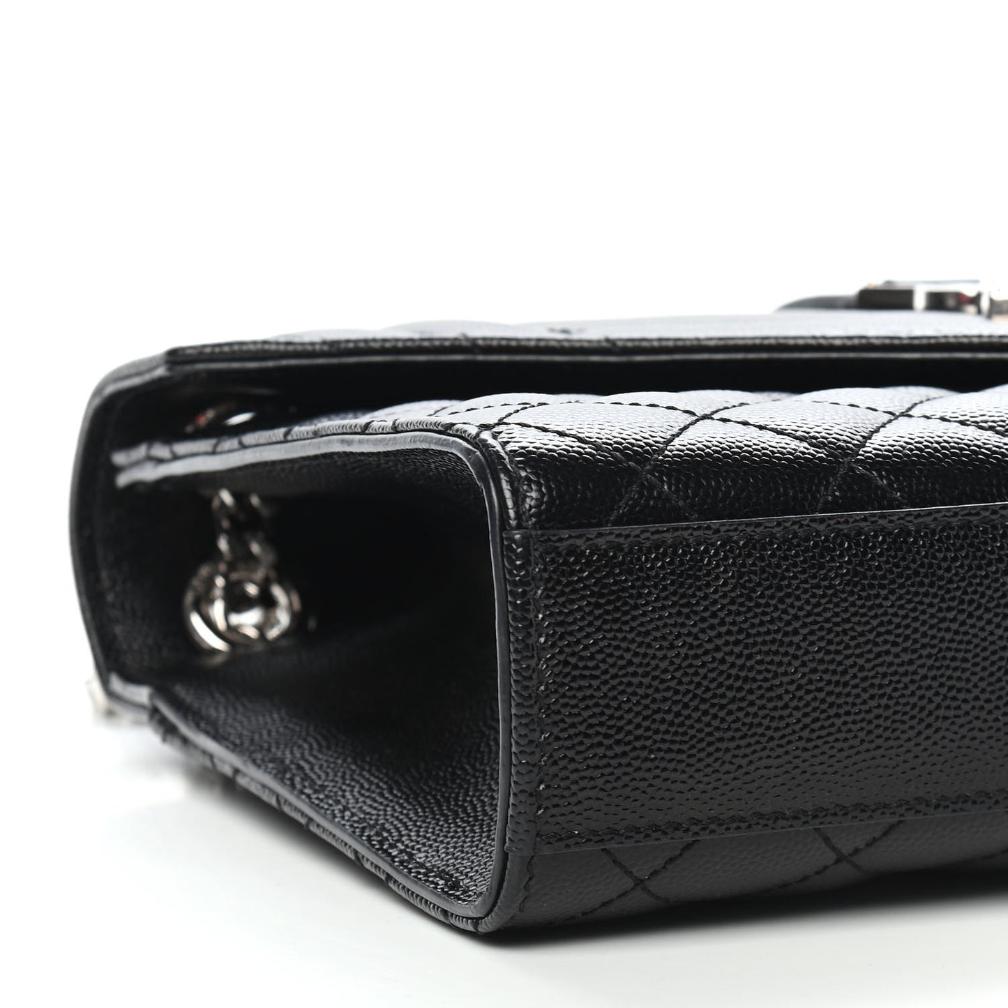 Grain De Poudre Textured Mixed Matelasse Triquilt Medium Monogram Satchel Black