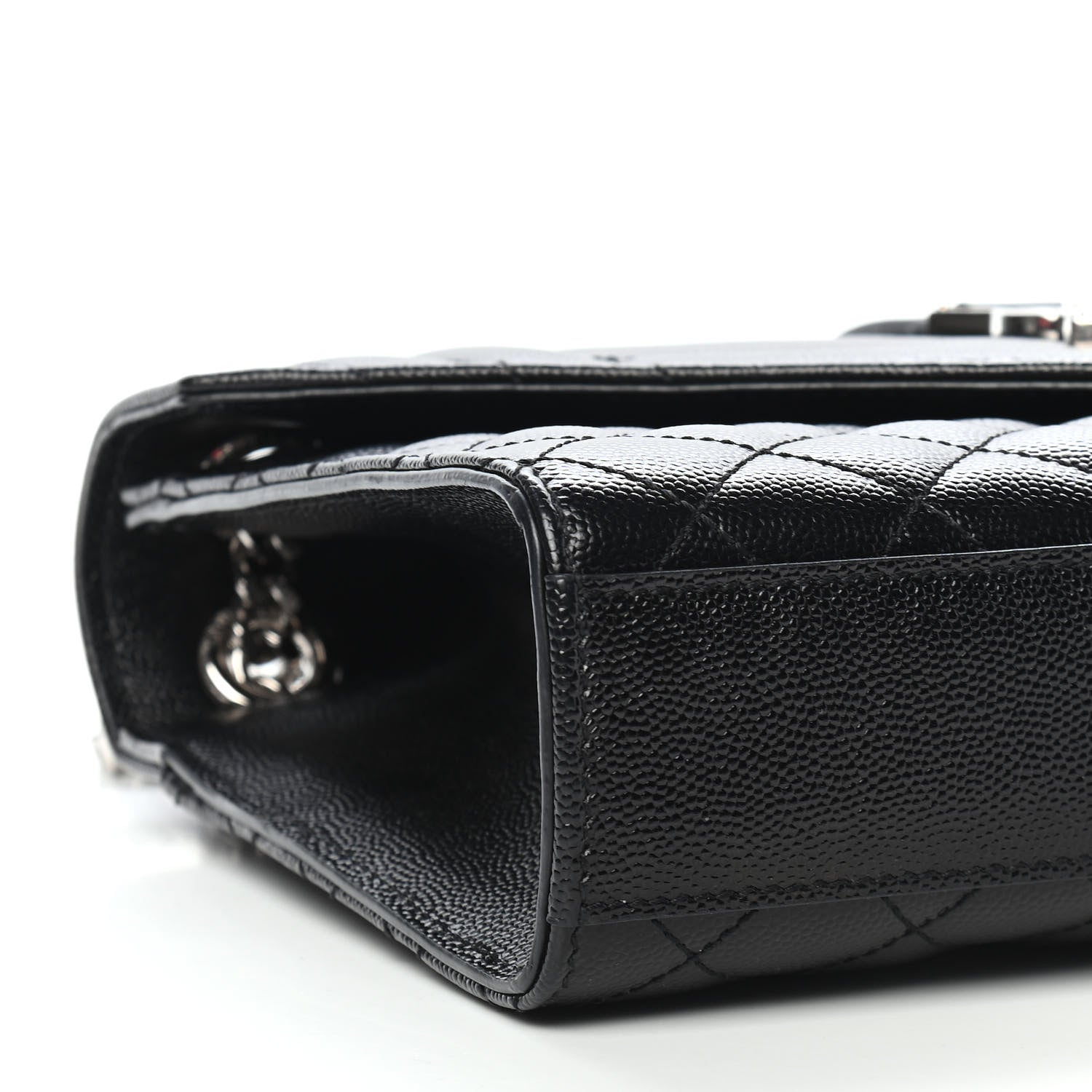Saint Laurent Grain De Poudre Textured Mixed Matelasse Triquilt Medium Monogram Satchel Black 7 of 9