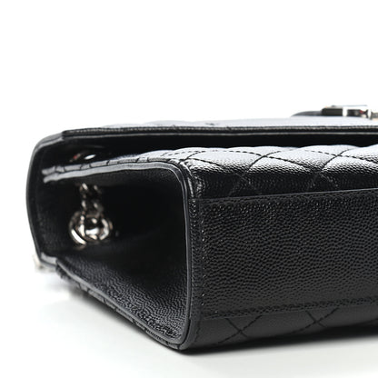 Saint Laurent Grain De Poudre Textured Mixed Matelasse Triquilt Medium Monogram Satchel Black 7 of 9
