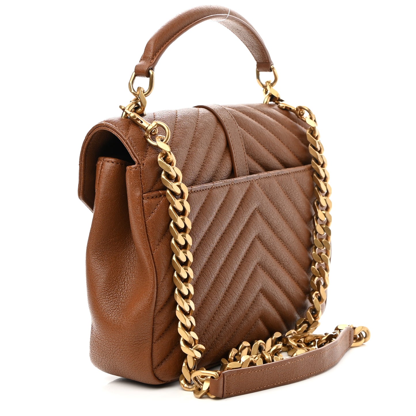 Sheepskin Matelasse Chevron Monogram Medium College Bag Brick