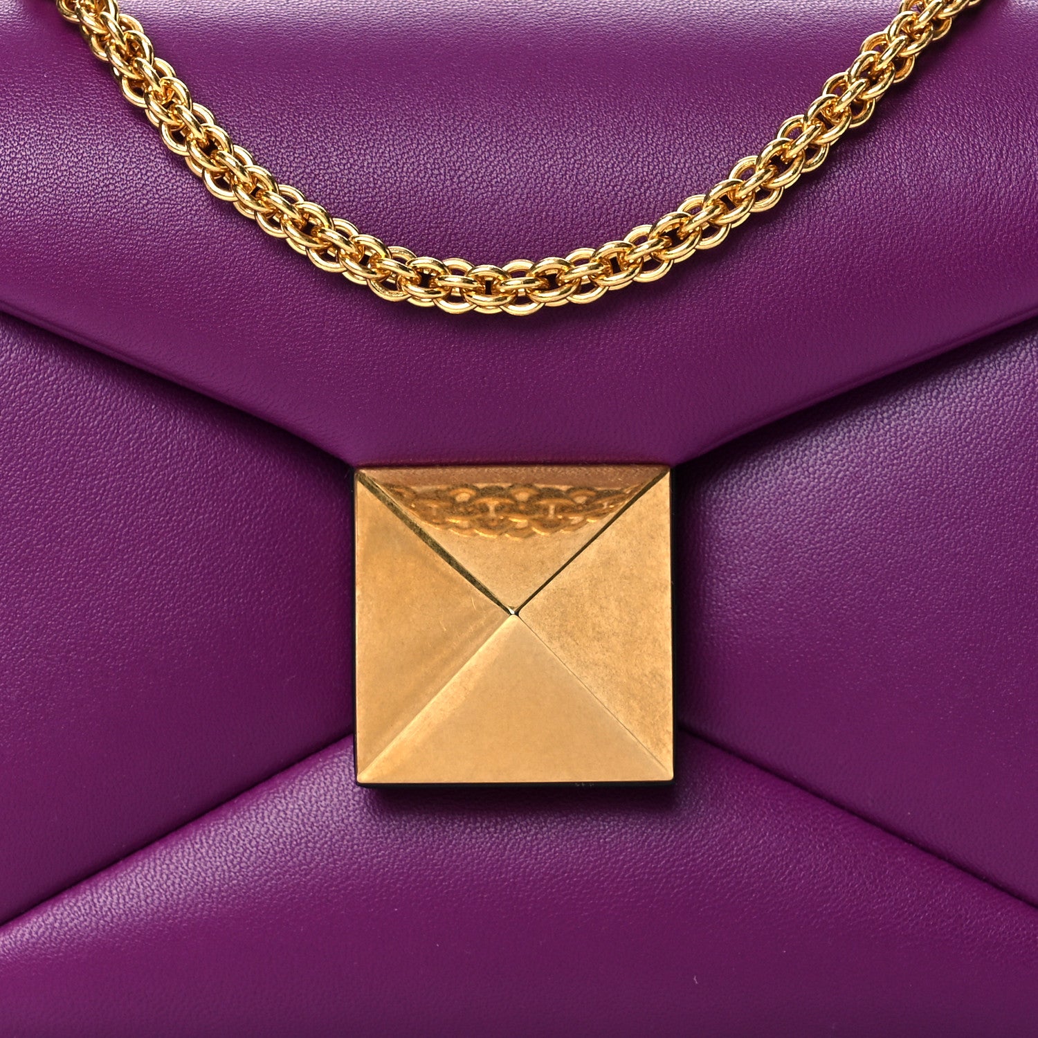 Valentino Garavani Nappa One Stud Chain Clutch Prune 7 of 9