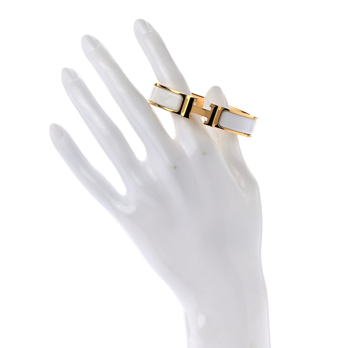 Enamel Narrow Clic Clac H Bracelet PM White