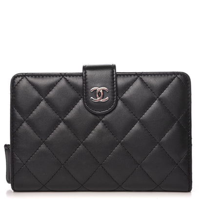 Chanel Lambskin Quilted Zipped Pocket Wallet Black 1 of 9