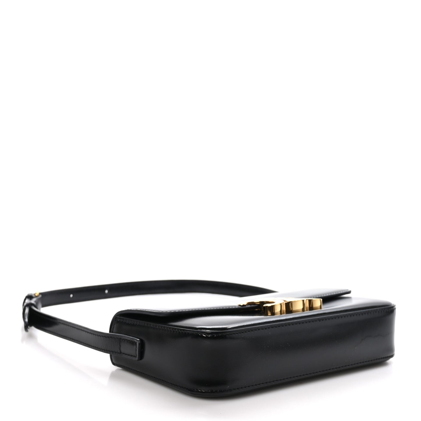 Shiny Calfskin Triomphe Shoulder Bag Black