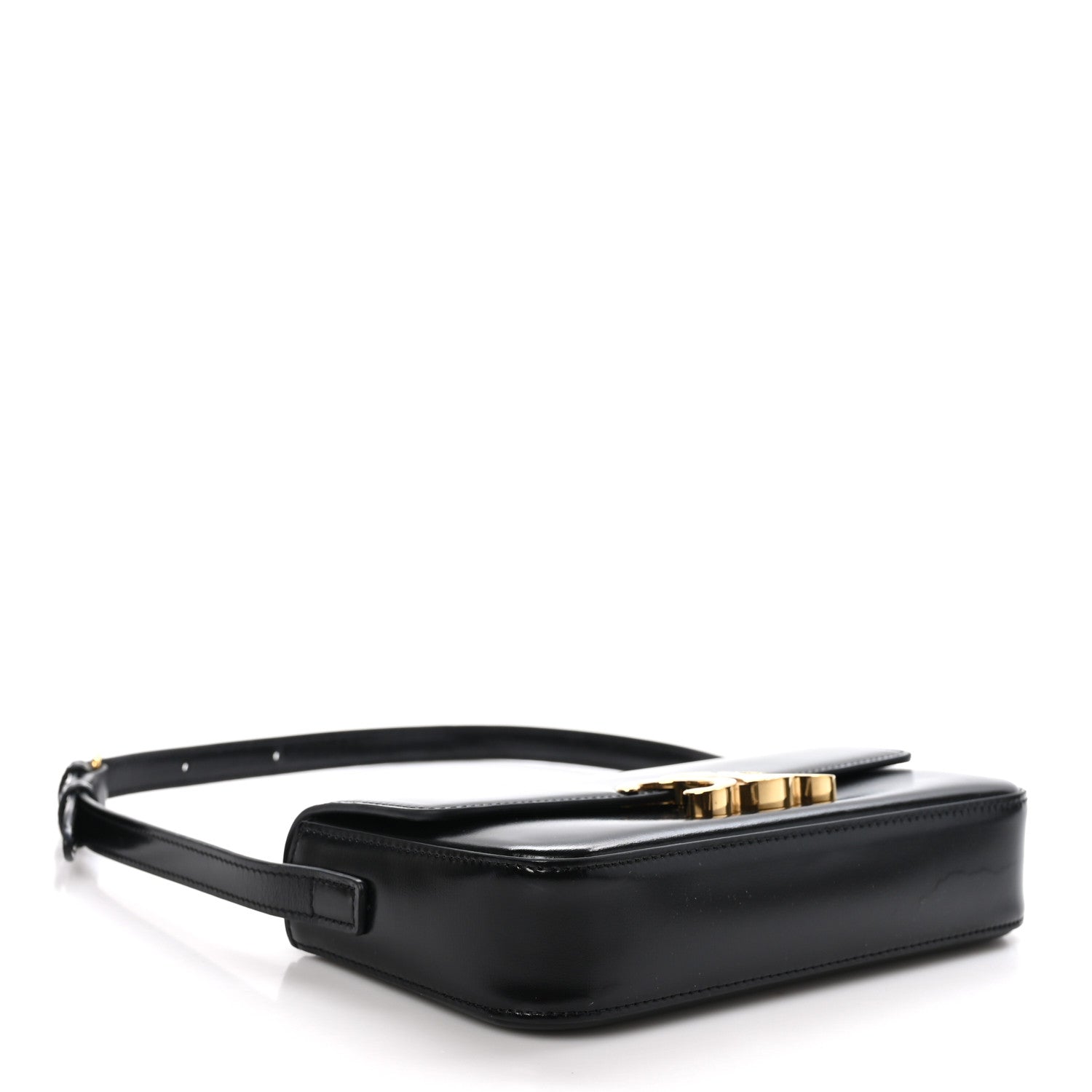 Celine Shiny Calfskin Triomphe Shoulder Bag Black 4 of 11