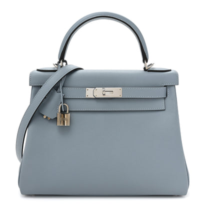 Hermes Evercolor Kelly Retourne 28 Bleu Lin 1 of 11