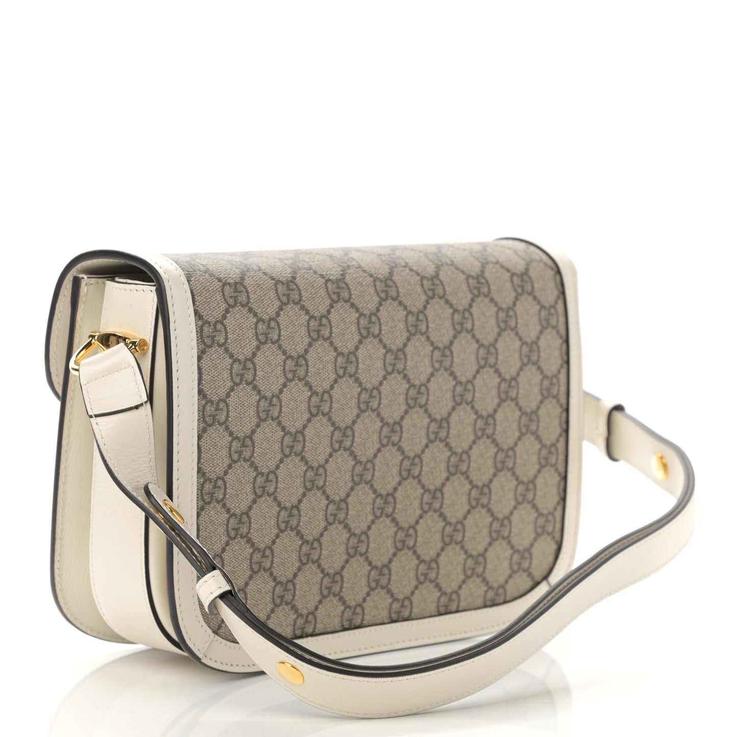 GG Supreme Monogram Horsebit 1955 Shoulder Bag Beige Mystic White