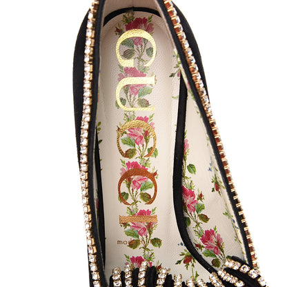 Gucci Kid Scamosciato Crystal GG Marmont Fringe 50mm Loafer Pumps 36.5 Black 5 of 10