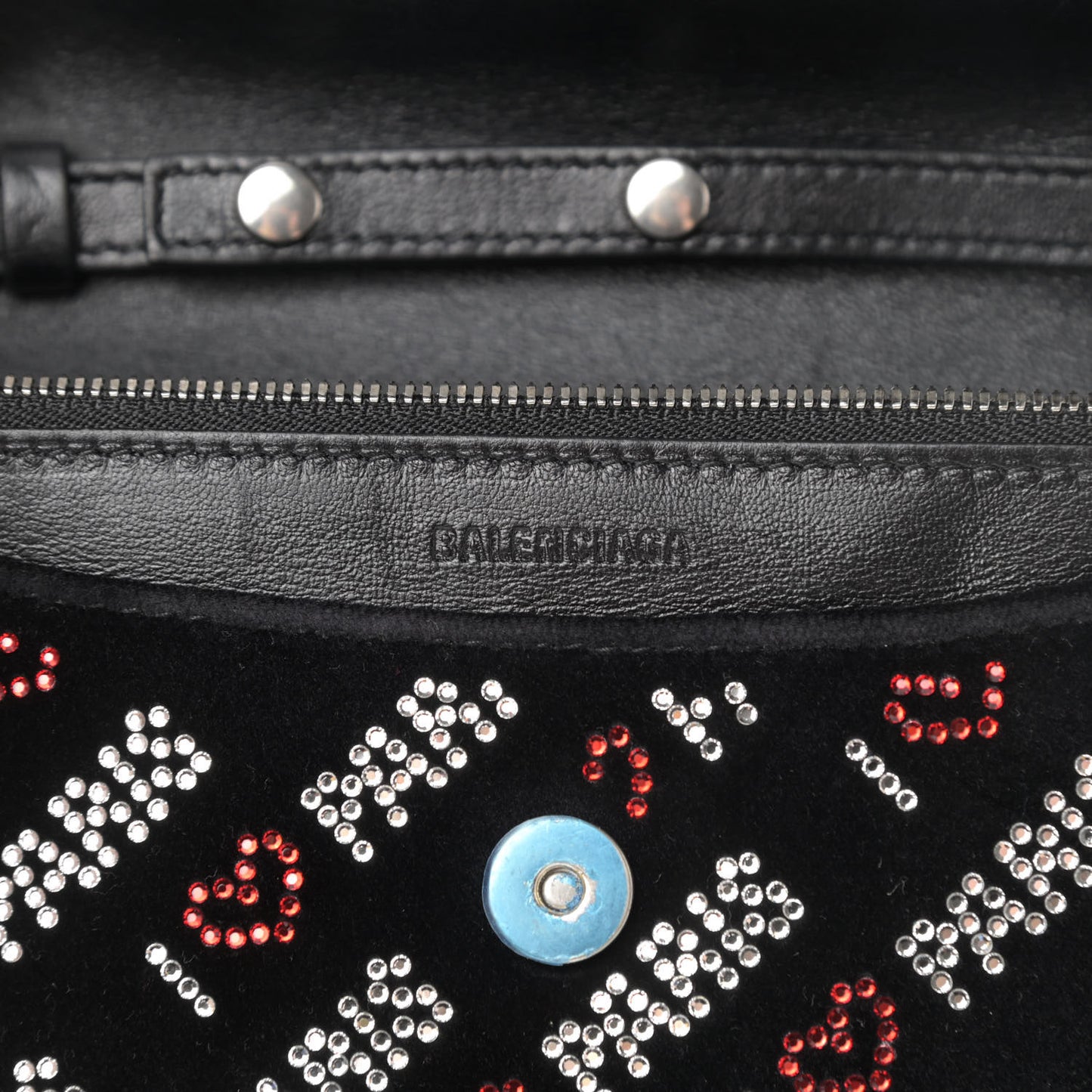 Velvet Crystal I Love Paris BB Wallet On Chain Black