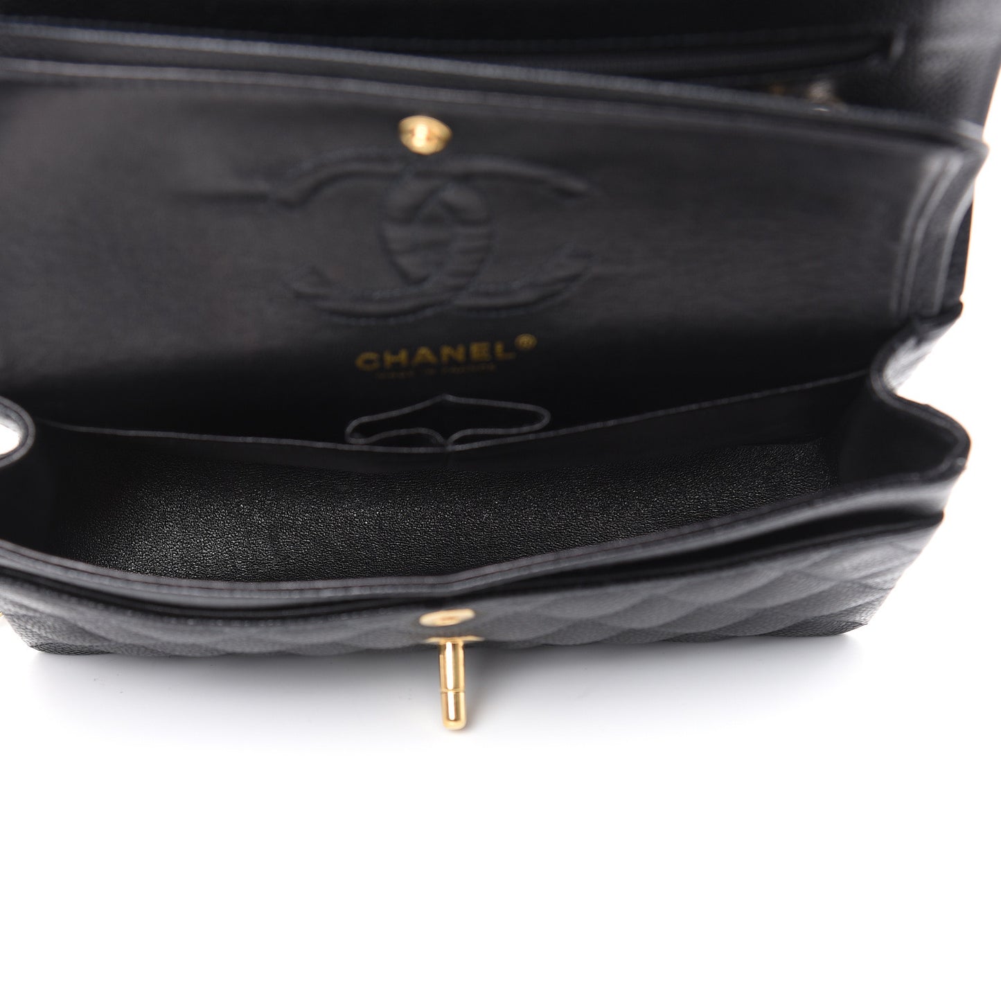 Caviar Quilted Small Double Flap Black